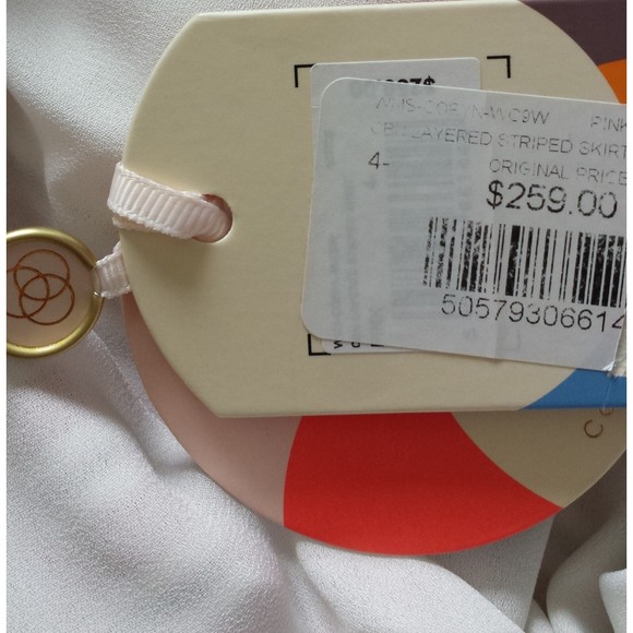 Ted Baker Women Coryn Layered Striped Midi Pink Ruffled Stripe Skirt size 12 NWT - Picture 8 of 12